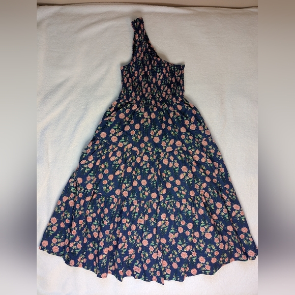 Lulus You Grow Girl Navy Floral Print One-shoulder Midi Dress Blue - Size XS - Picture 2 of 3